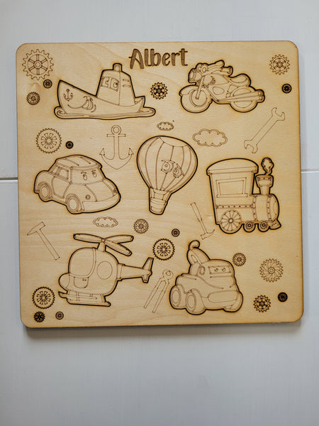 Transport wooden puzzle