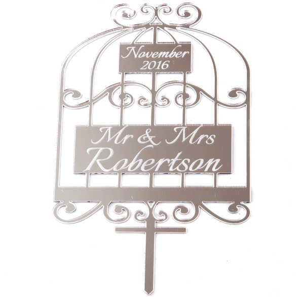 Mirrored Acrylic Birdcage Cake Topper